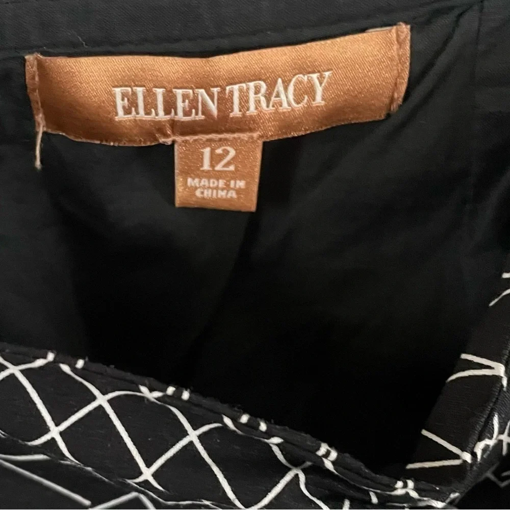 Ellen Tracy Black & White Cotton Full Skirt Sz 12
